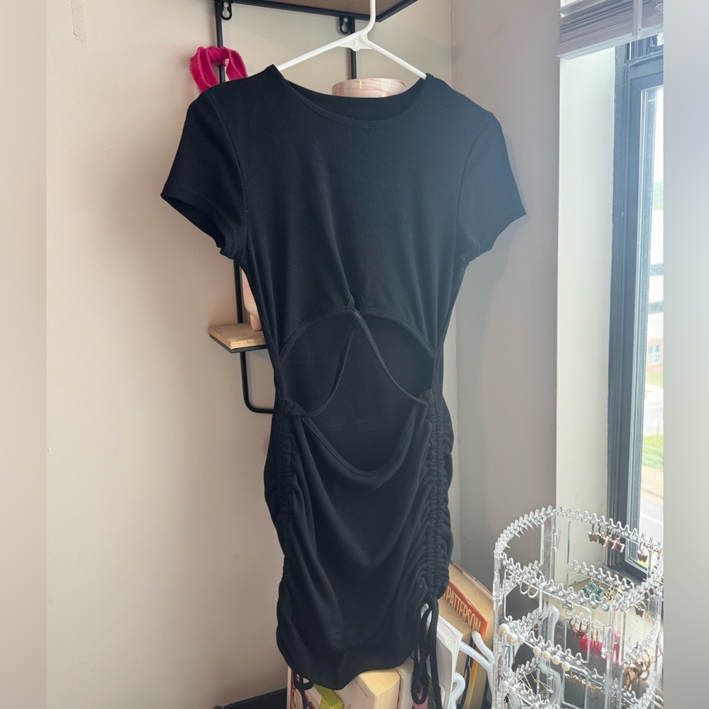 SHEIN Black Cutout Mini Dress